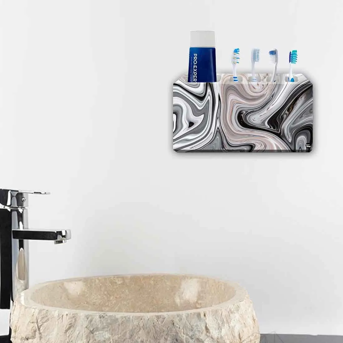 Toothbrush Holder Wall Mounted -Black Swirls