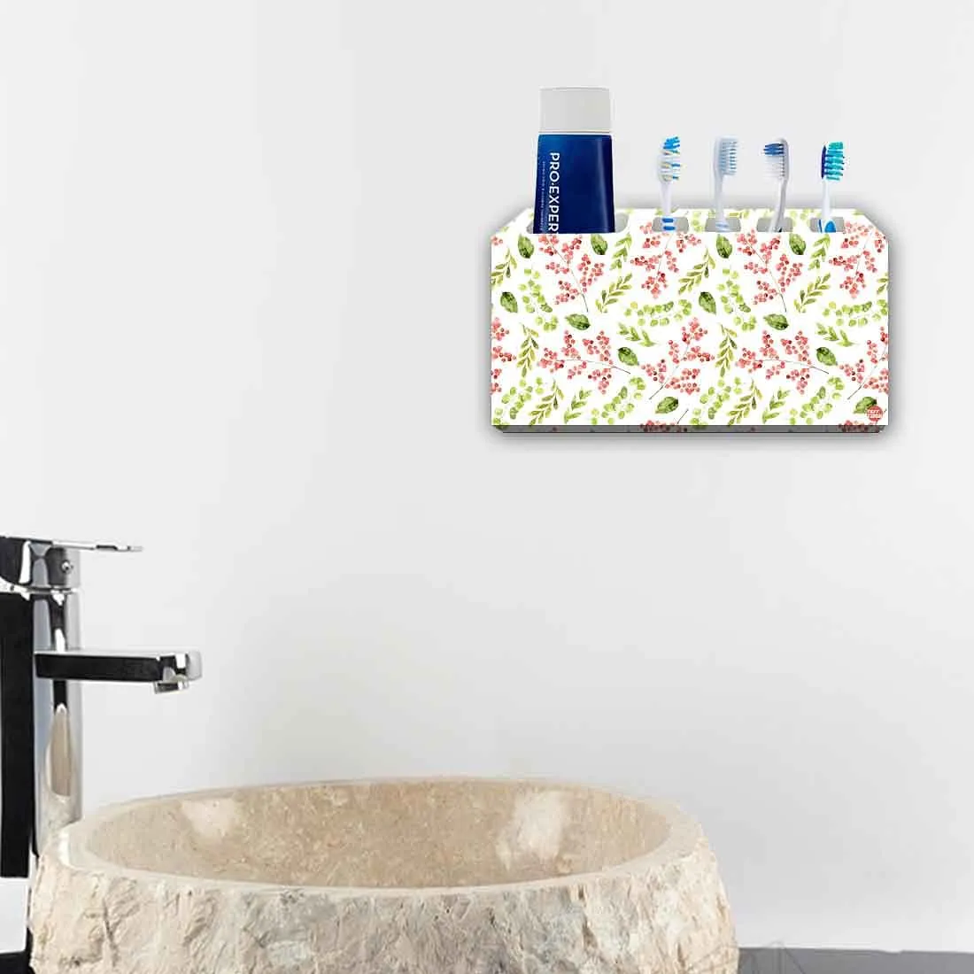 Toothbrush Holder Wall Mounted -Dotted Flowers