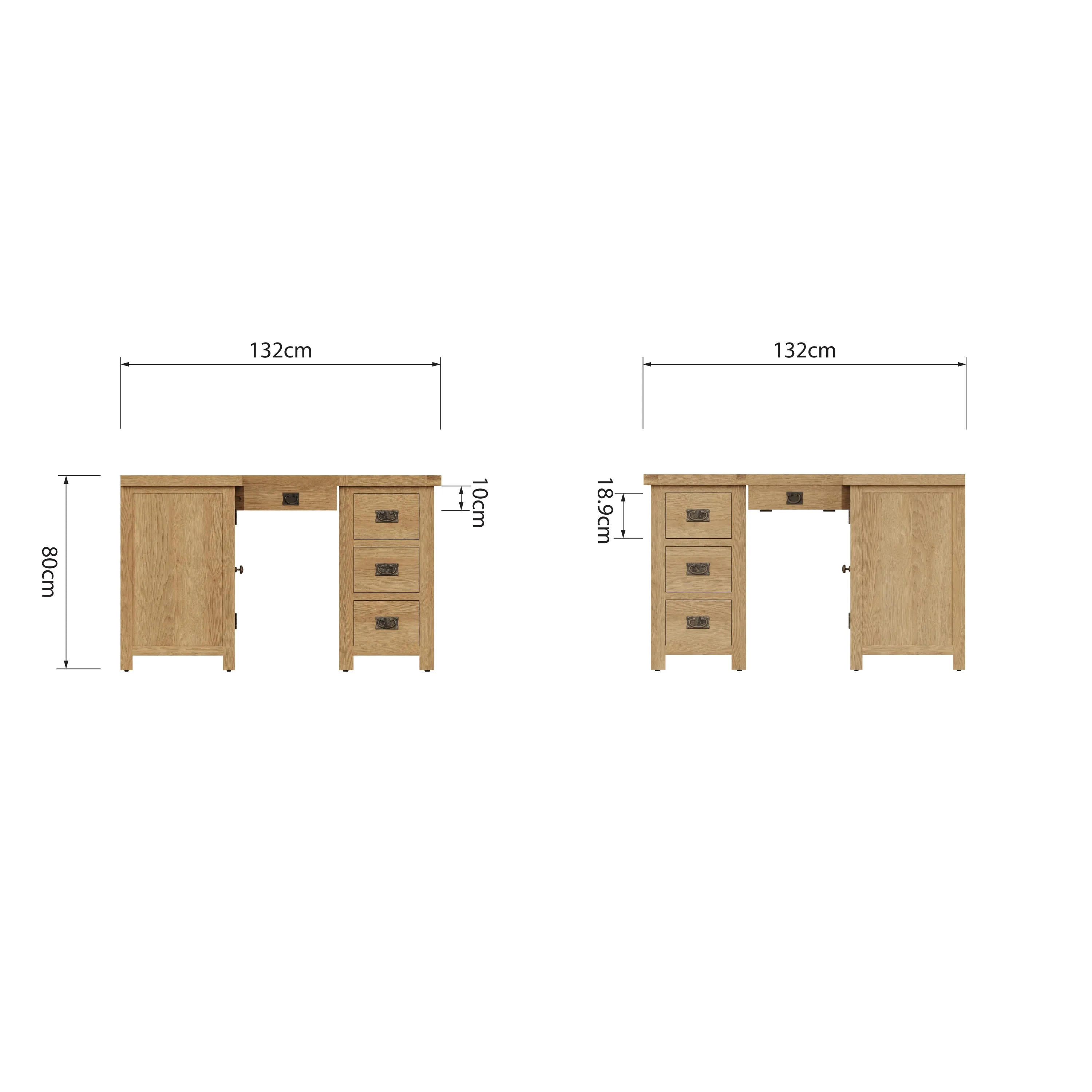 Tunbridge Oak Corner Computer Desk 131.6 x 132 x 80 cm