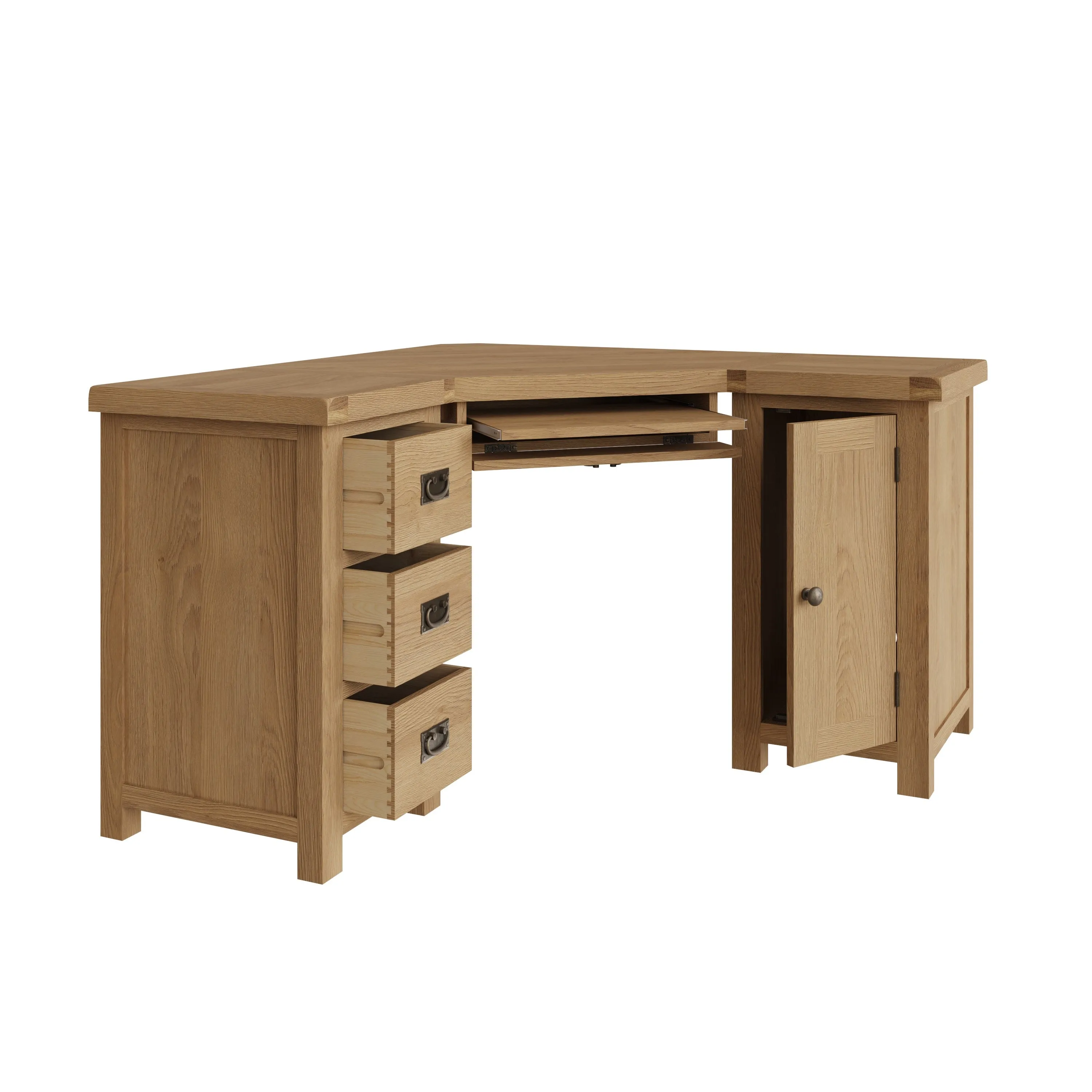 Tunbridge Oak Corner Computer Desk 131.6 x 132 x 80 cm