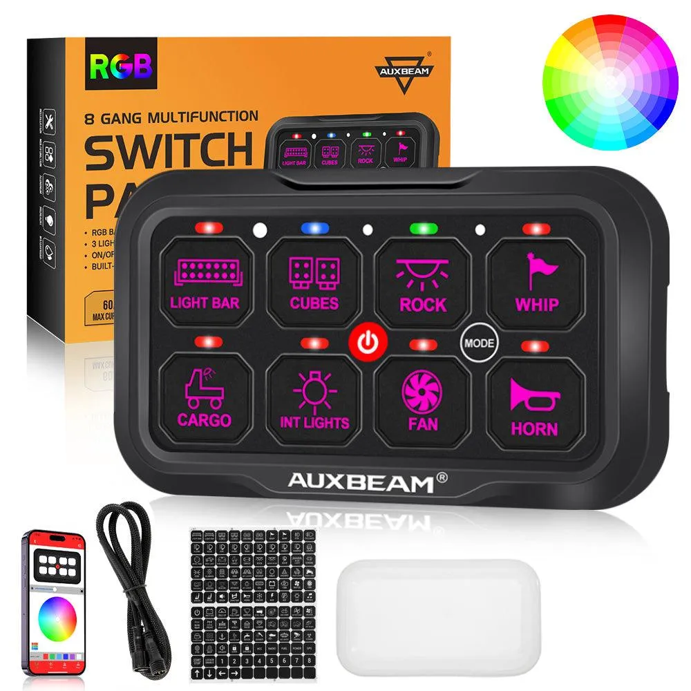 Upgraded AR-800 RGB Switch Panel with APP, Toggle/ Momentary/ Pulsed Mode Supported(One-Sided Outlet)