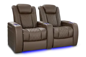 Valencia Tuscany Vegan Leather Home Theater Seating Row of 2, Dark Truffle