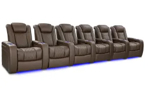 Valencia Tuscany Vegan Leather Home Theater Seating Row of 6, Dark Truffle