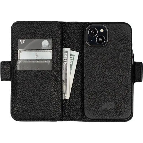 Windsor iPhone 14 Plus Bi-Fold Wallet Case, Pebble Black