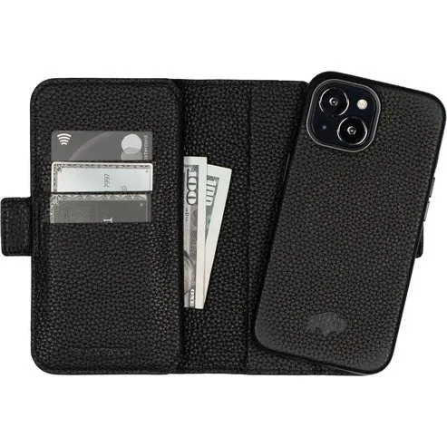 Windsor iPhone 14 Plus Bi-Fold Wallet Case, Pebble Black