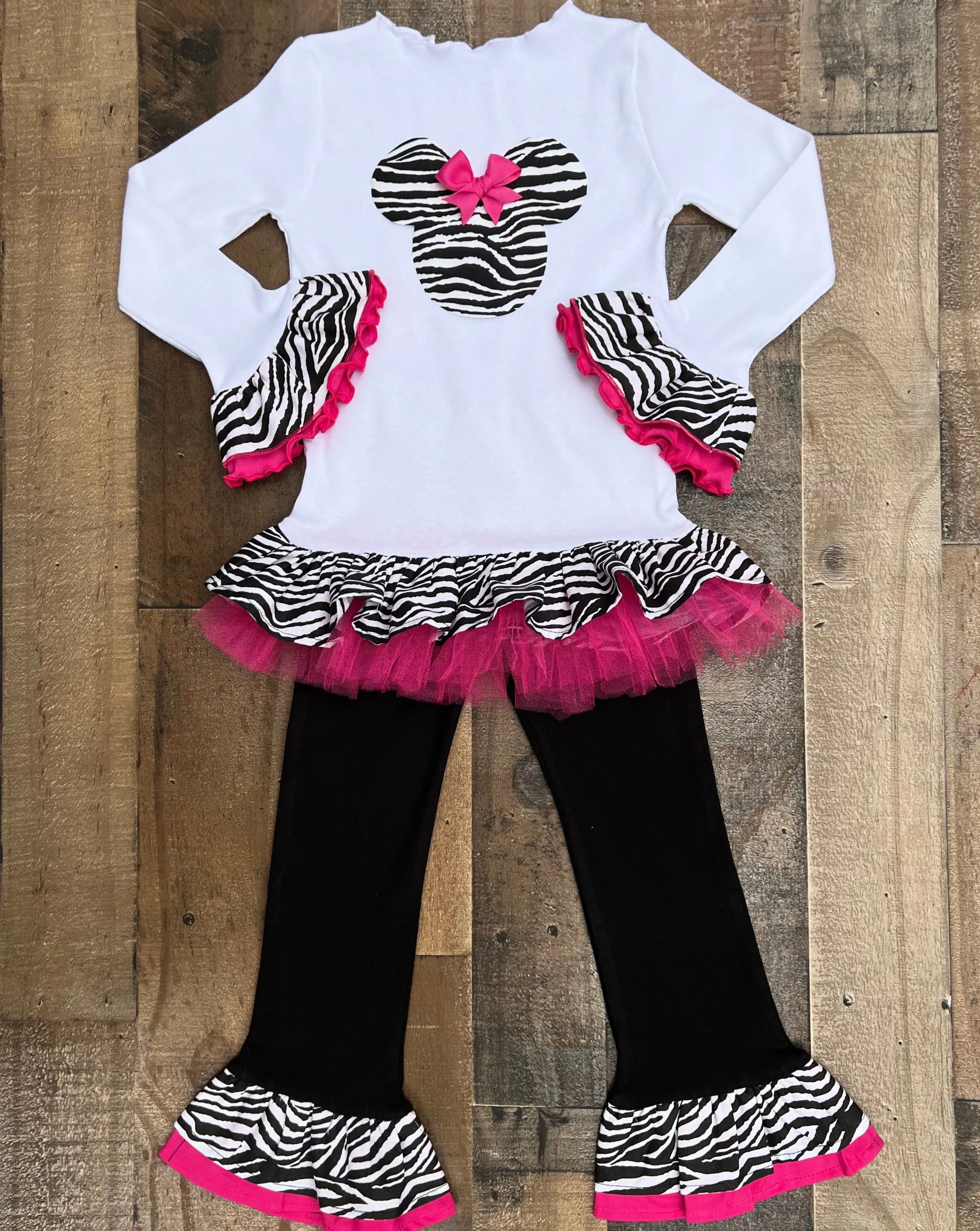 Zebra Hot Pink Minnie Mouse Outfit